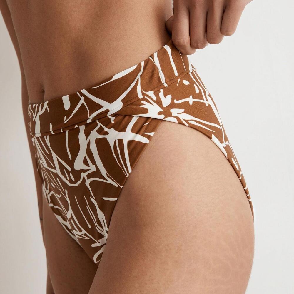 Madewell Second Wave High Rise‎ Crossover Bikini Bottoms Brown Floral XXS